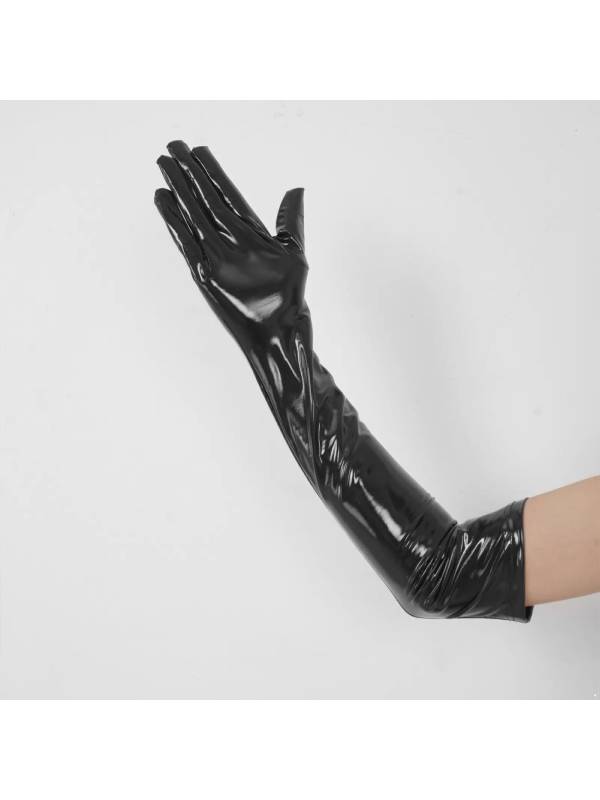 Women Patent Leather Long Gloves Accessories for Wedding Evening Party thumb