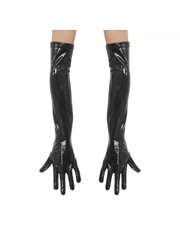 Women Patent Leather Long Gloves Accessories for Wedding Evening Party thumb
