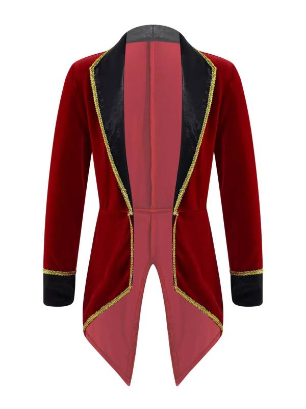 Kids Girls Showman Costume Lapel Collar Long Sleeves Tuxedo Coat thumb