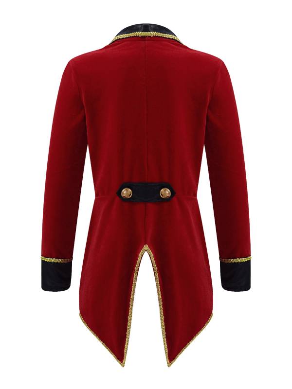 Kids Girls Showman Costume Lapel Collar Long Sleeves Tuxedo Coat thumb