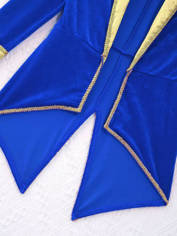 Kids Girls Showman Costume Lapel Collar Long Sleeves Tuxedo Coat thumb