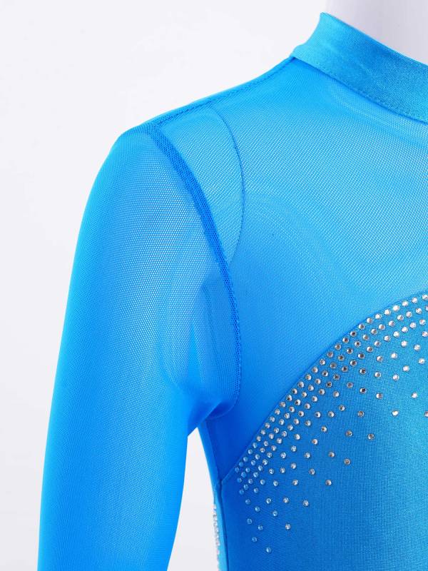 Kids Girls Long Sleeve Hollow Back Skating Dance Leotard Dress thumb