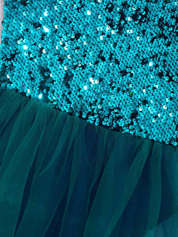 Kids Girls Sleeveless Sequins Mesh Skirt Jazz Dance Dress thumb