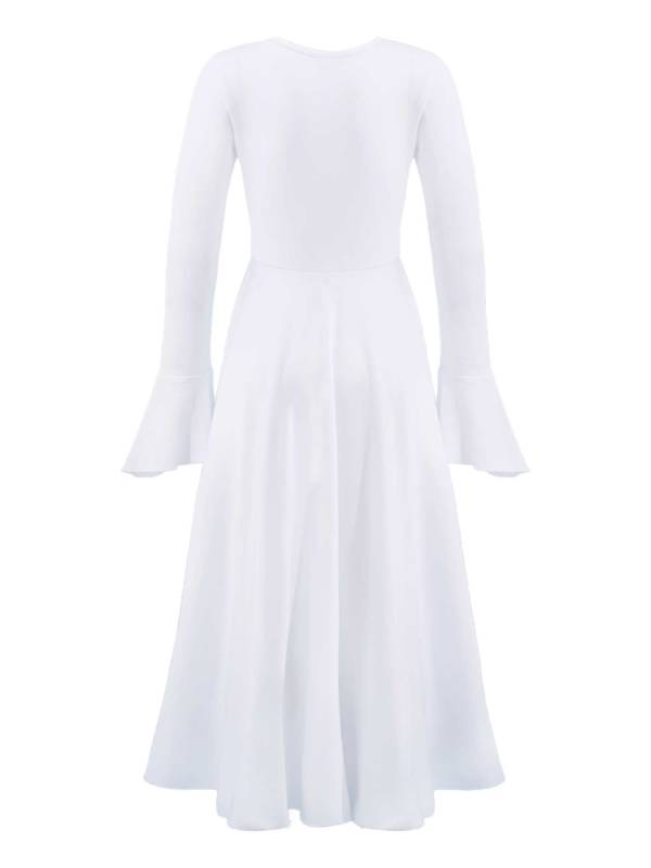 Kids Girls Long Sleeve Crisscross Neckline Ruffle Lyrical Dance Maxi Dress thumb