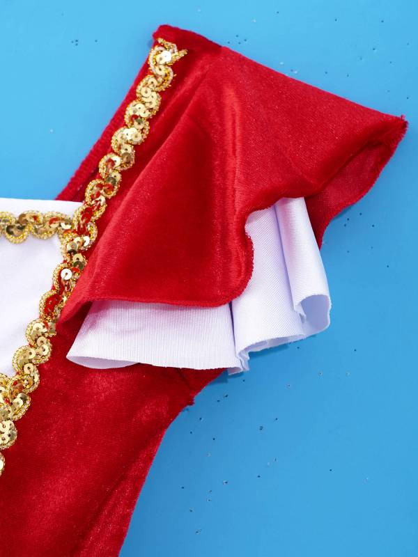 Kids Girls Square Neck Short Sleeves Sequin Leotard Dress thumb