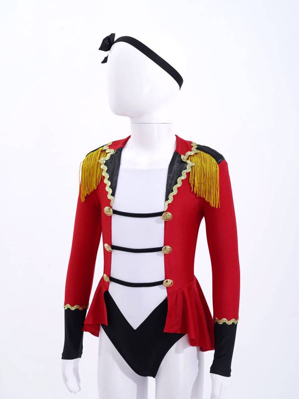Kids Girls Long Sleeves Tassel Circus Costume Jumpsuit thumb