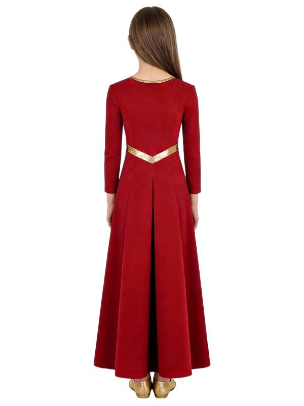 Kids Girls Long Sleeve Cross Pattern Liturgical Praise Dance Dress Choir Robe thumb