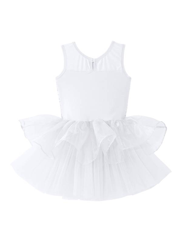 Girls Sleeveless Sequins Ballet Dance Gymnastics Leotard Dress thumb