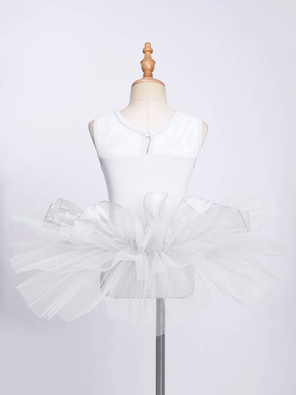 Girls Sleeveless Sequins Ballet Dance Gymnastics Leotard Dress thumb