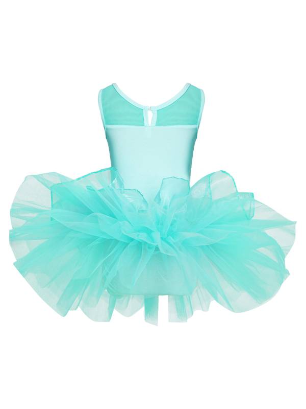 Girls Sleeveless Sequins Ballet Dance Gymnastics Leotard Dress thumb