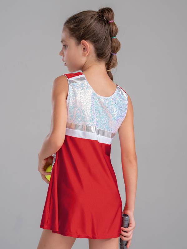 Kids Girls 2Pcs Sleeveless Sequins Sport Dress with Shorts Set thumb