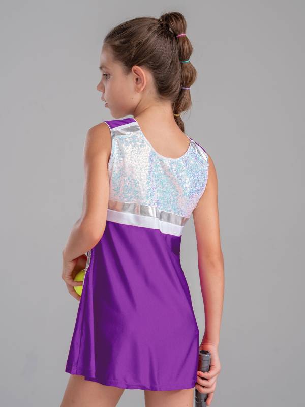 Kids Girls 2Pcs Sleeveless Sequins Sport Dress with Shorts Set thumb