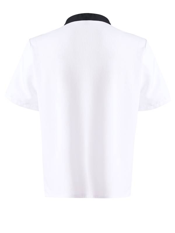 Men Oblique Collar Short Sleeve Chef Shirt thumb