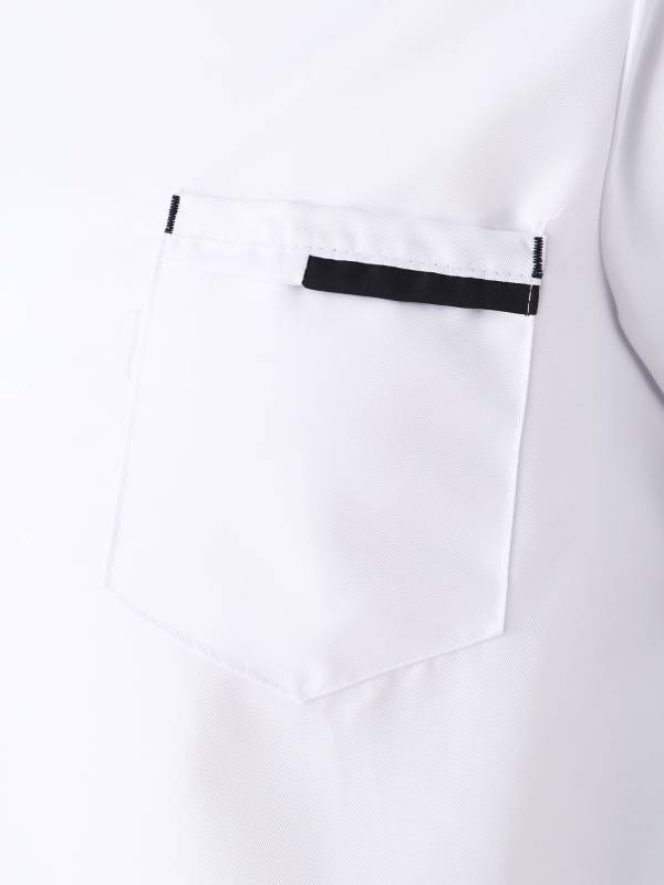 Men Oblique Collar Short Sleeve Chef Shirt thumb
