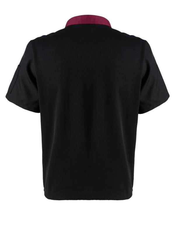 Men Oblique Collar Short Sleeve Chef Shirt thumb