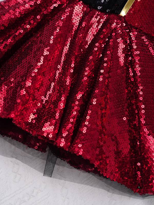 Kids Girls Sleeveless Shiny Sequins Leotard Dress thumb