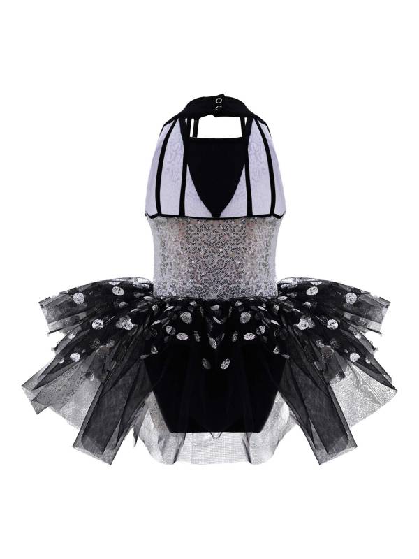 Kids Girls Sleeveless Sequin Polka Dots Ballet Dance Tutu Dress thumb