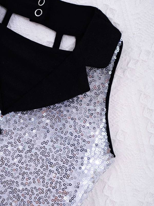 Kids Girls Sleeveless Sequin Polka Dots Ballet Dance Tutu Dress thumb
