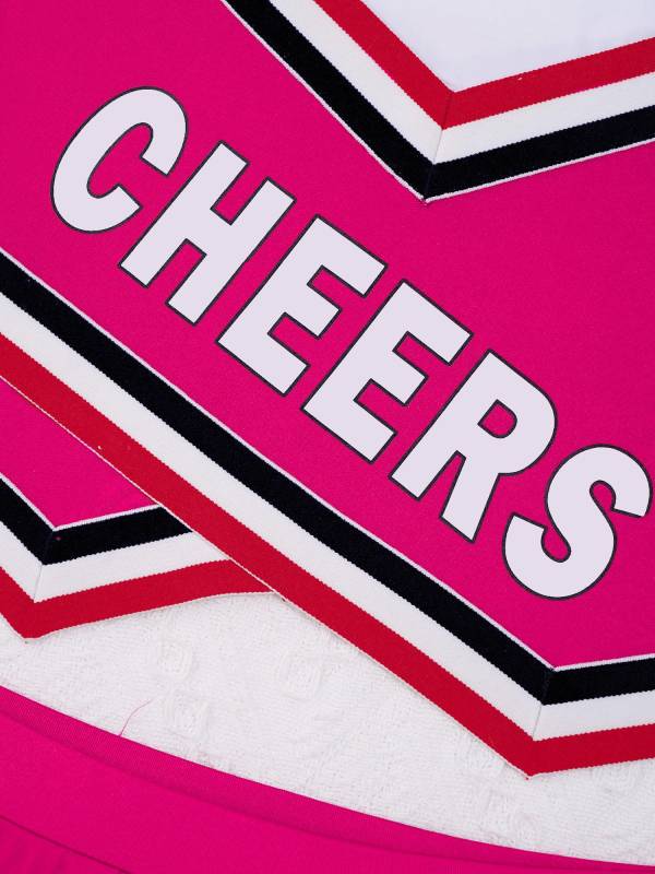 Kids Girls 2pcs V Neck Cheers Print Vest and Pleated Skirt Cheerleading Set thumb