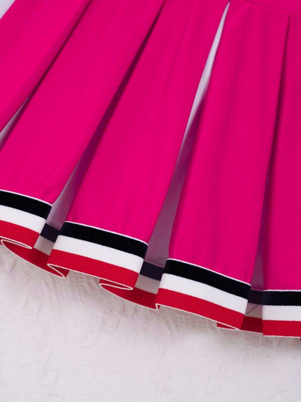 Kids Girls 2pcs V Neck Cheers Print Vest and Pleated Skirt Cheerleading Set thumb