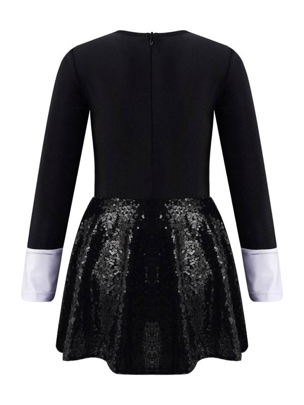 Kids Girls Long Sleeves Sequins Cosplay Leotard thumb