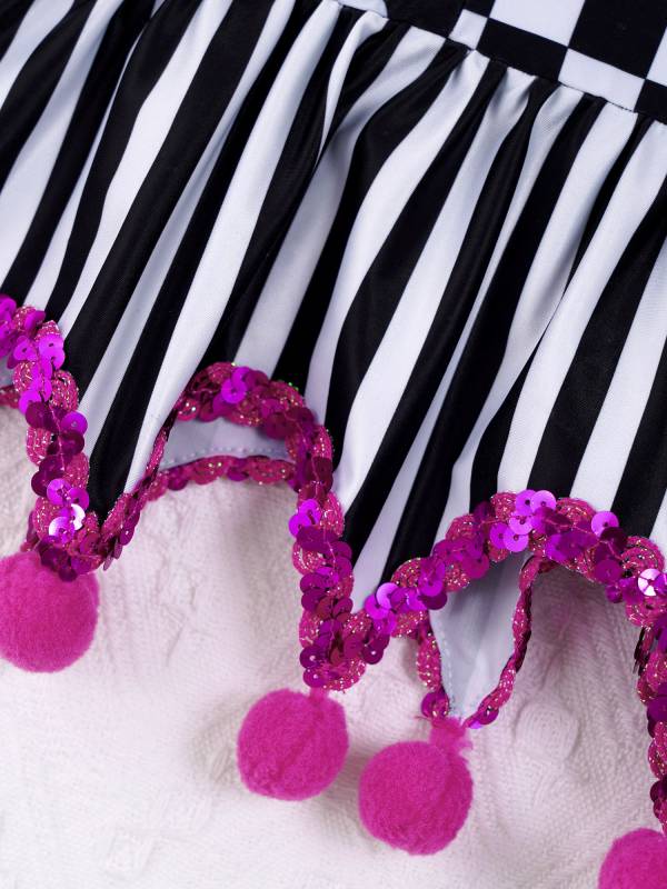 Kids Girls Circus Clown Costume Sleeveless Plaid Polka Dots Dress thumb