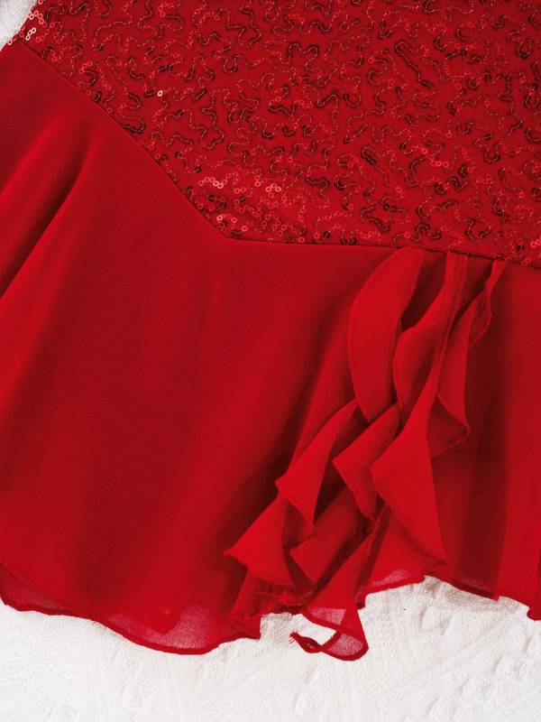 Kids Girls Sequins Hollow Back Ballet Dance Skating Leotard Dress thumb
