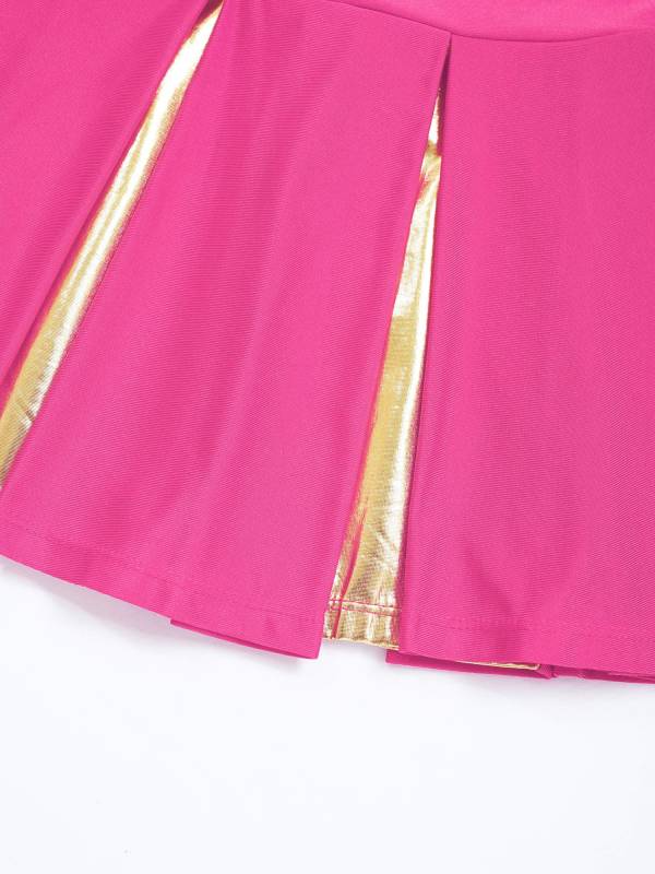 Kids Girls 2pcs Sleeveless Crop Top with Skirt Cheerleading Dance Set thumb