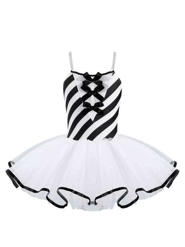 Kids Girls Christmas Sleeveless Bowknot Stripes Tutu Dress thumb