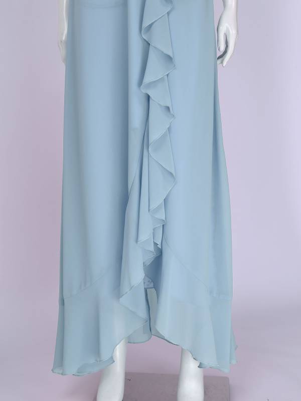 Women Cascading Ruffle Backless Built-in Bra Bridesmaid Dress thumb