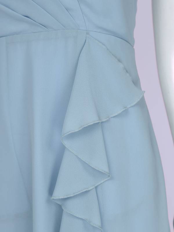 Women Cascading Ruffle Backless Built-in Bra Bridesmaid Dress thumb