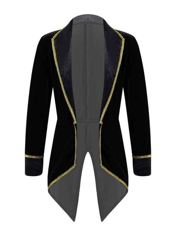 Kids Girls Showman Costume Lapel Collar Long Sleeves Tuxedo Coat thumb