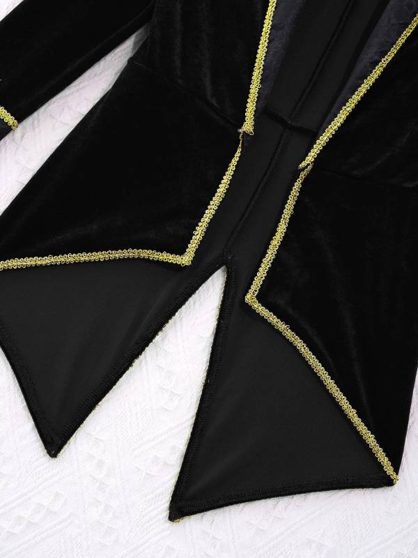 Kids Girls Showman Costume Lapel Collar Long Sleeves Tuxedo Coat thumb