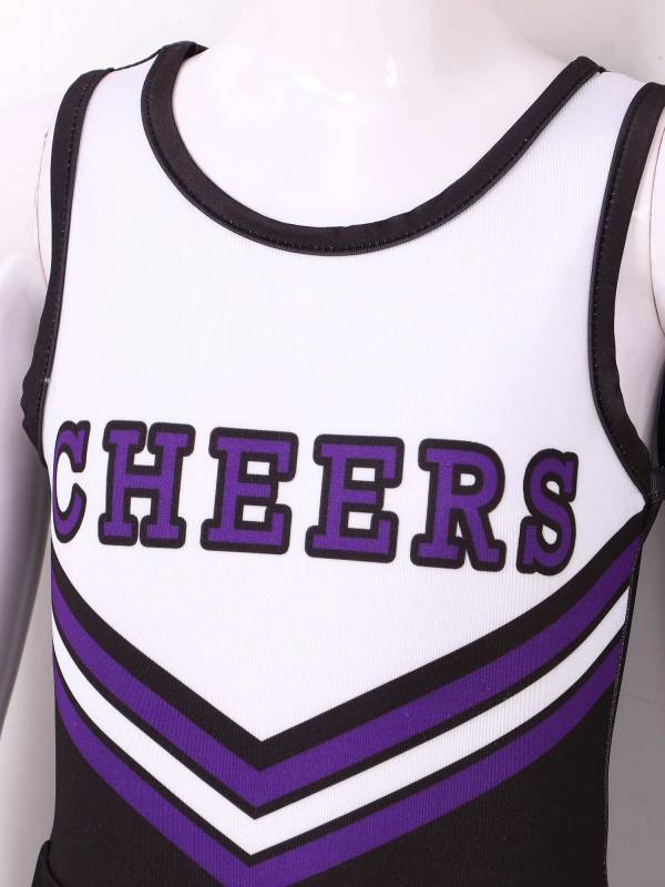 Kids Girls Sleeveless Cheerleading Dance Dress with Flower Balls and Socks thumb