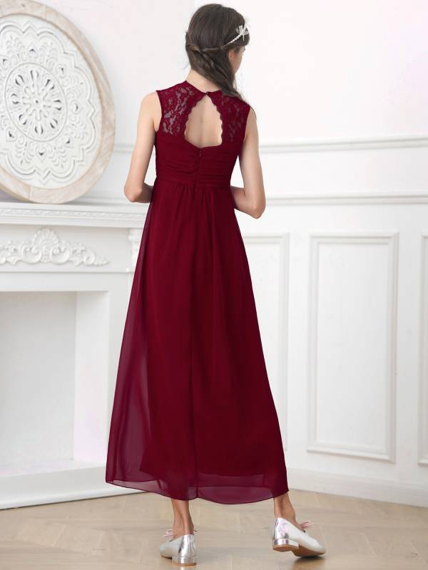 Kids Girls Lace & Chiffon Junior Bridesmaid Dress thumb
