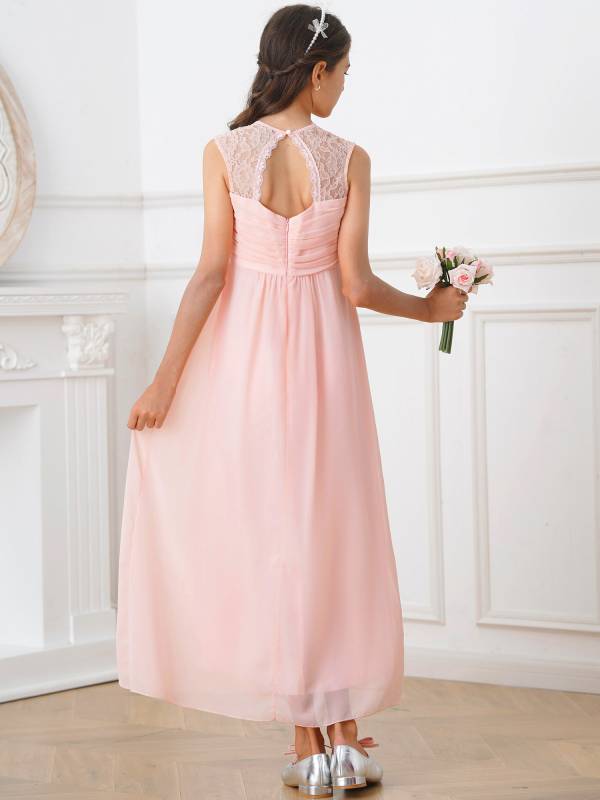 Kids Girls Lace & Chiffon Junior Bridesmaid Dress thumb