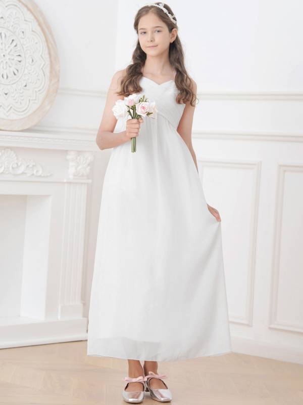 Kids Girls Lace & Chiffon Junior Bridesmaid Dress thumb