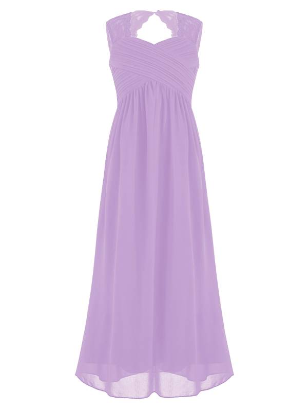Kids Girls Lace & Chiffon Junior Bridesmaid Dress thumb