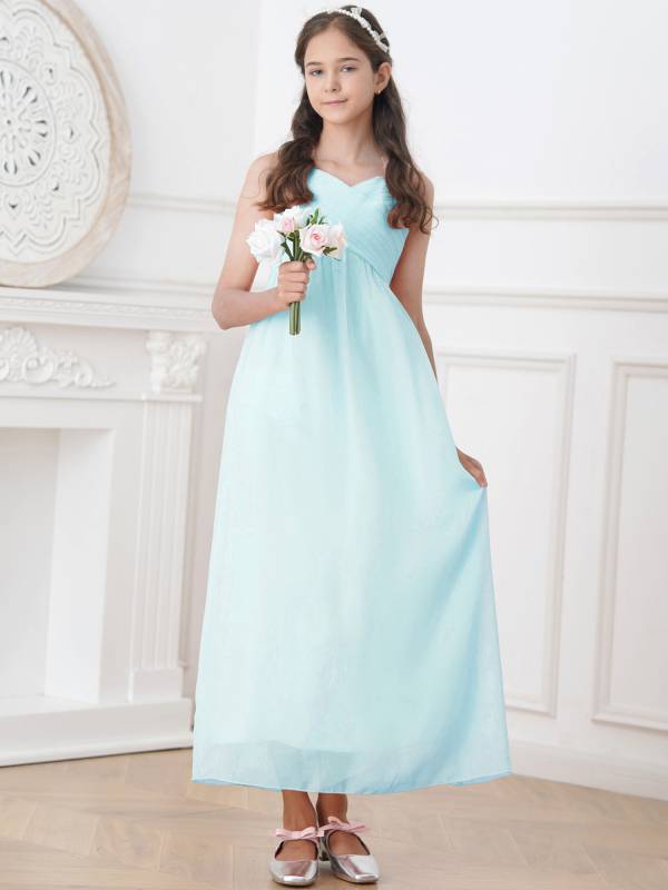 Kids Girls Lace & Chiffon Junior Bridesmaid Dress thumb