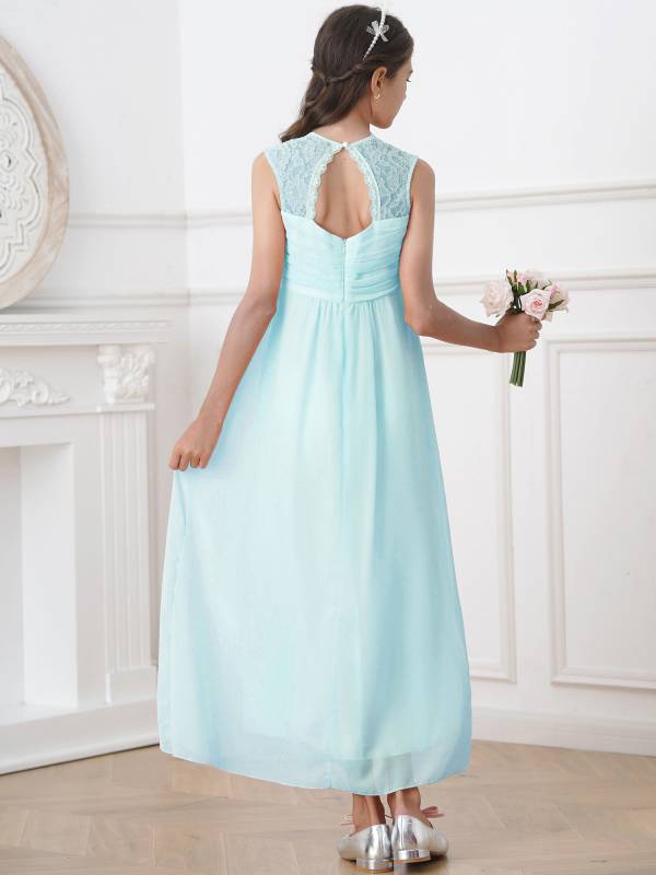 Kids Girls Lace & Chiffon Junior Bridesmaid Dress thumb