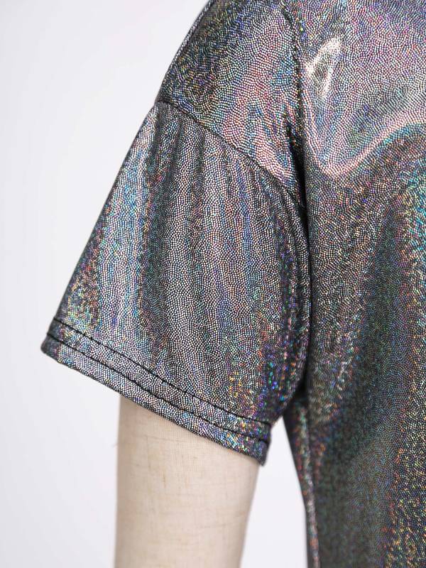 Kids Girls and Boys Short Sleeve Metallic Shiny Jazz Dance T-shirt thumb
