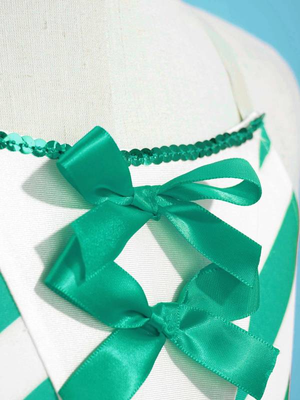 Kids Girls Christmas Sleeveless Bowknot Stripes Tutu Dress thumb