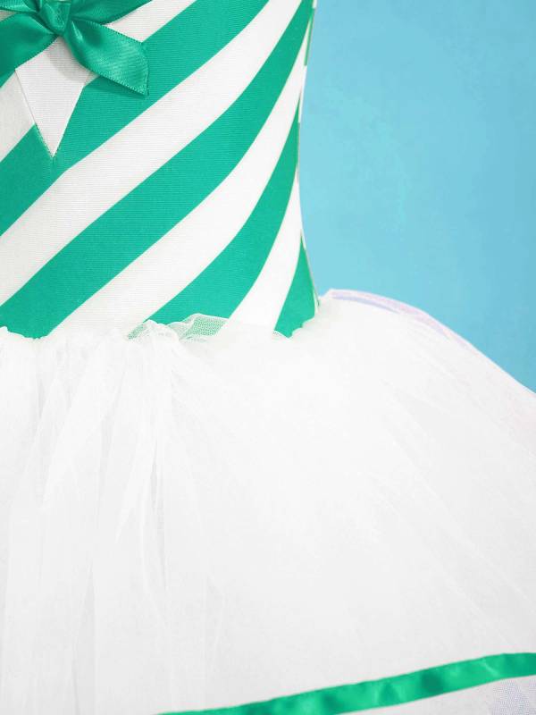 Kids Girls Christmas Sleeveless Bowknot Stripes Tutu Dress thumb
