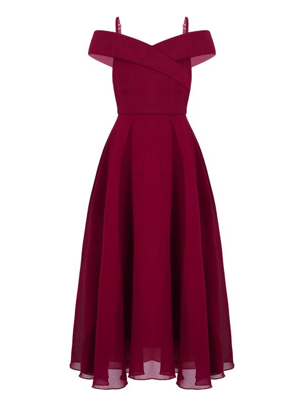 Kids Girls Chiffon Off-Shoulder Maxi Party Dress thumb