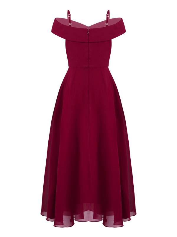 Kids Girls Chiffon Off-Shoulder Maxi Party Dress thumb