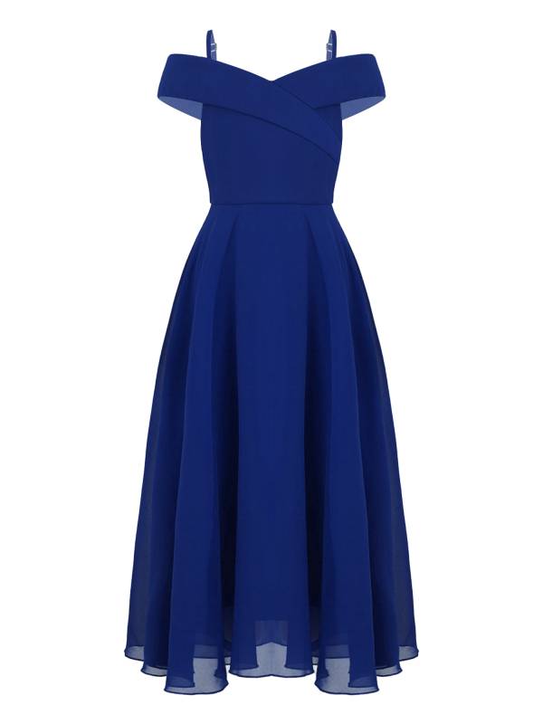 Kids Girls Chiffon Off-Shoulder Maxi Party Dress thumb