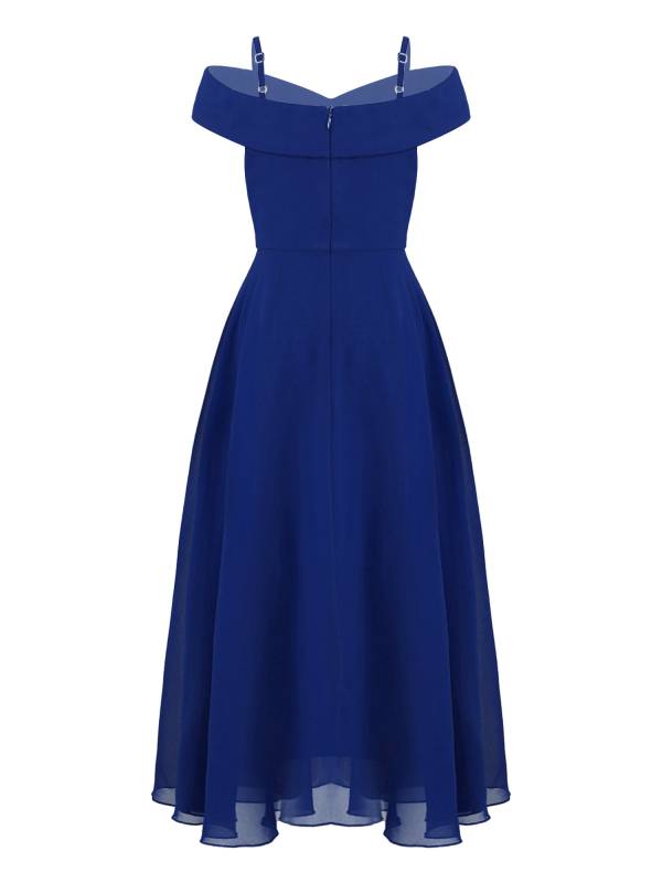 Kids Girls Chiffon Off-Shoulder Maxi Party Dress thumb