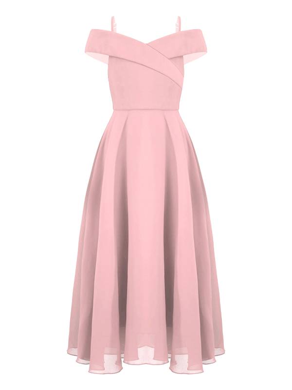 Kids Girls Chiffon Off-Shoulder Maxi Party Dress thumb