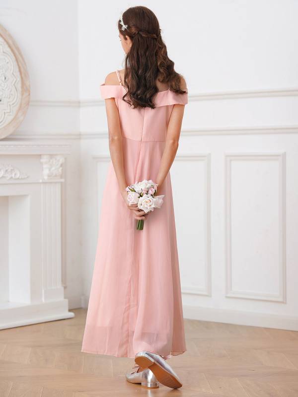 Kids Girls Chiffon Off-Shoulder Maxi Party Dress thumb