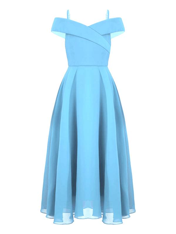 Kids Girls Chiffon Off-Shoulder Maxi Party Dress thumb